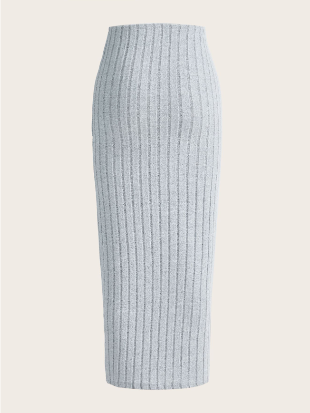 חצאית יומיומית בגוון אפור בהיר